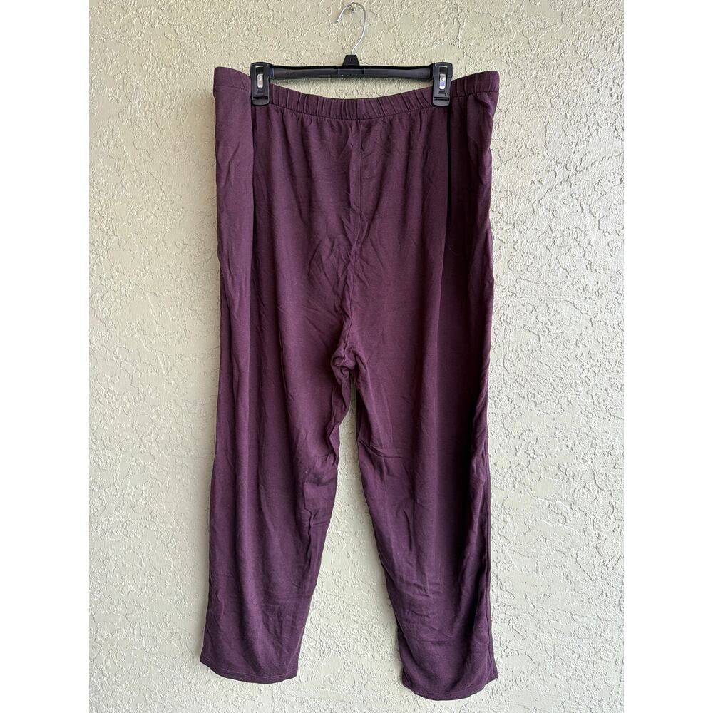 Eileen Fisher Pull On Pants Womens Large Purple Plum Stretch Jersey Lagenlook - Picture 2 of 5
